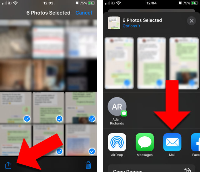 How to print screenshots of iPhone text messages